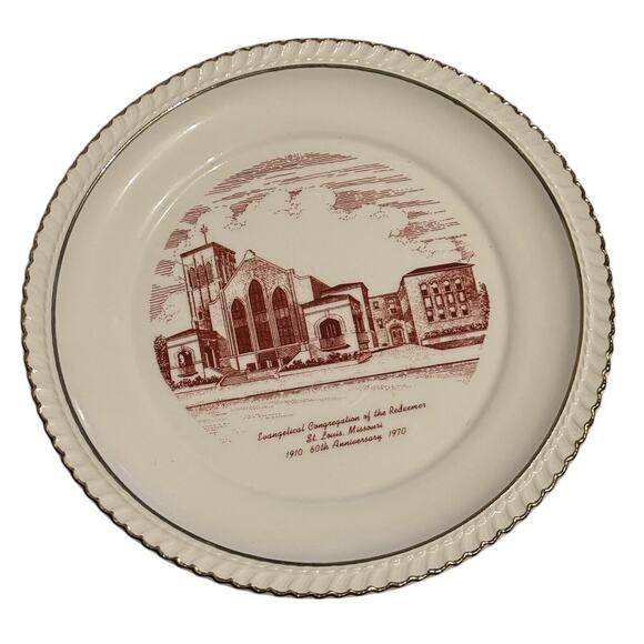 Evangelical Congregation Redeemer St Louis 60th Anniversary Collector Plate - Picture 1 of 5